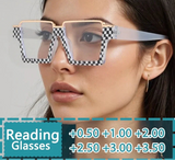 Model Using Oversized Scratch Resistant Lenses Reading Glasses
