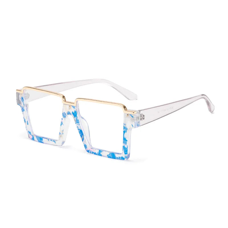 White Blue Oversized Scratch Resistant Lenses Reading Glasses