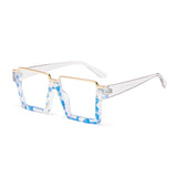 White Blue Oversized Scratch Resistant Lenses Reading Glasses