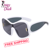 Oversized Shield Sunglasses Sassy Chick Logo