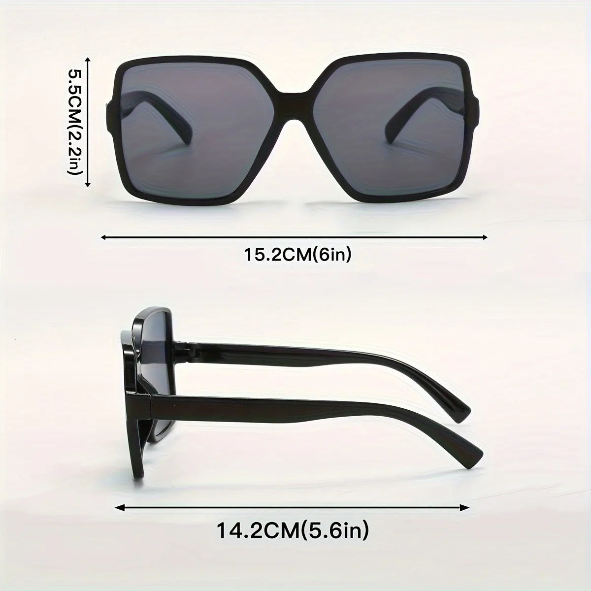 Size of Oversized Slim Design Square Fashion Casual Sunglasses