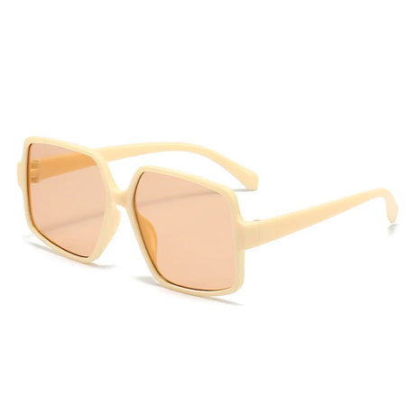 Beige Oversized Slim Design Square Fashion Casual Sunglasses