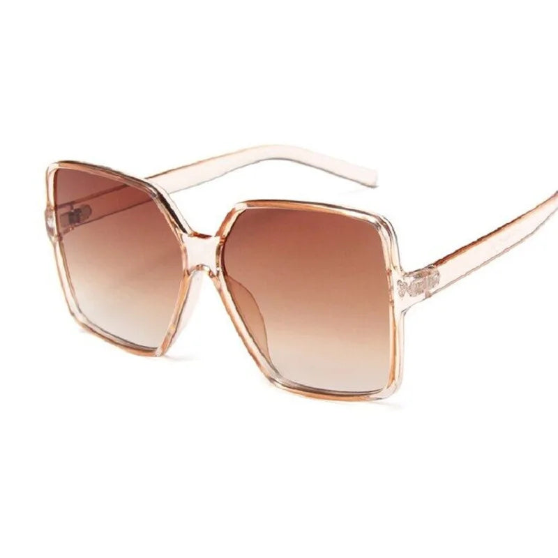 Brown Oversized Slim Design Square Fashion Casual Sunglasses