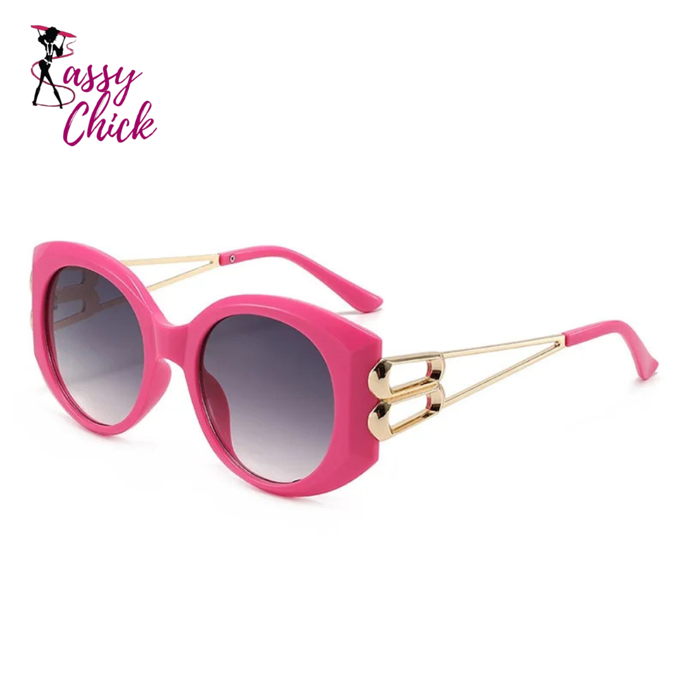 Oversized Square Cat Eye Fashion Sunglasses Sassy Chick Logo