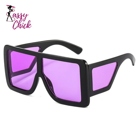 Oversized Square One Piece UV400 Sunglasses Sassy Chick Logo