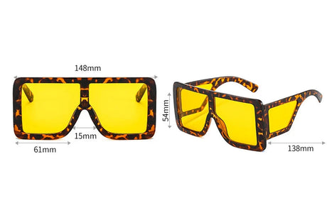 Size of Oversized Square One Piece UV400 Sunglasses