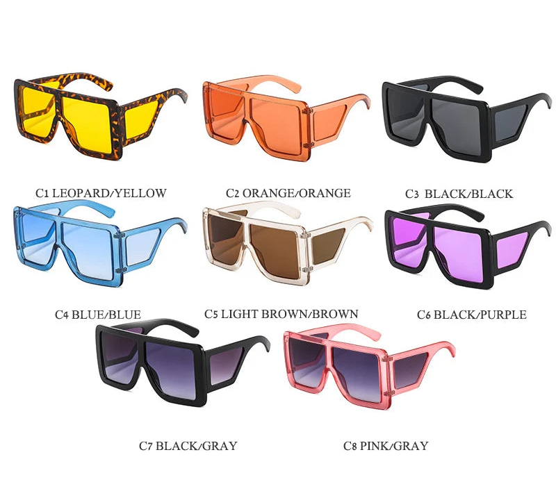 Collection of Oversized Square One Piece UV400 Sunglasses