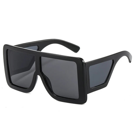 Black Oversized Square One Piece UV400 Sunglasses