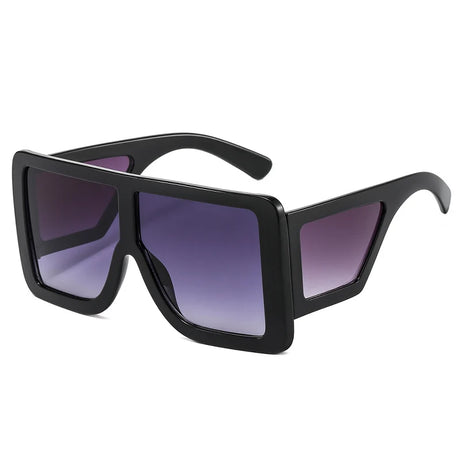 Black Oversized Square One Piece UV400 Sunglasses