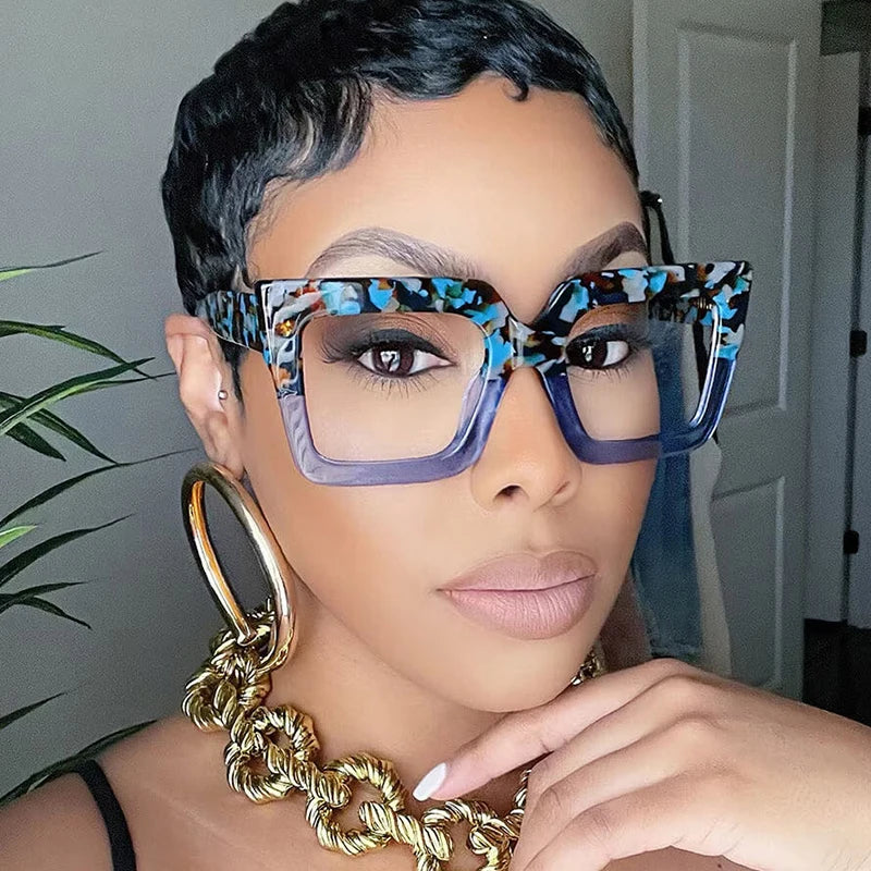 model using Oversized Square  Optical  Frames Eyeglass