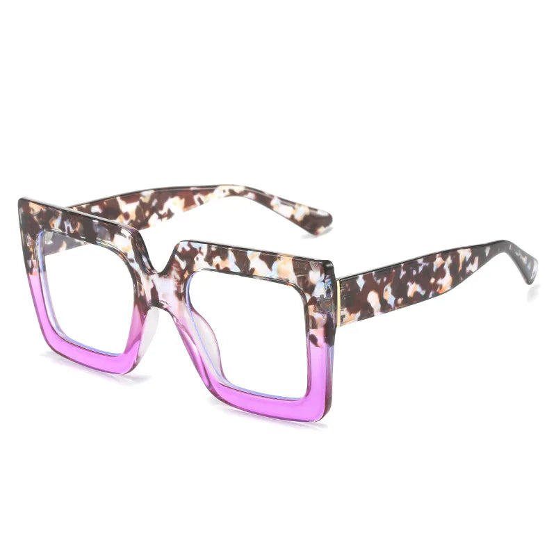 Oversized Square  Optical  Frames Eyeglass purple flower