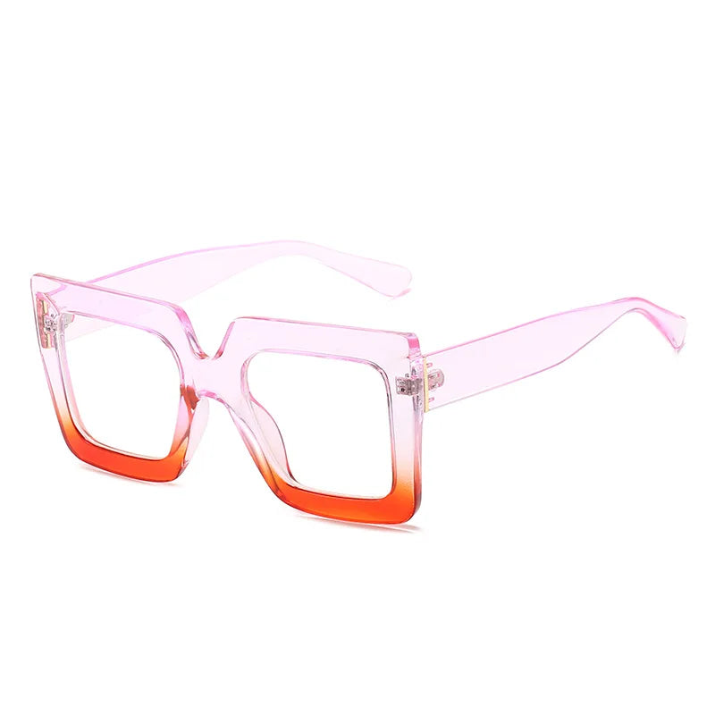 Oversized Square  Optical  Frames Eyeglass orange pink