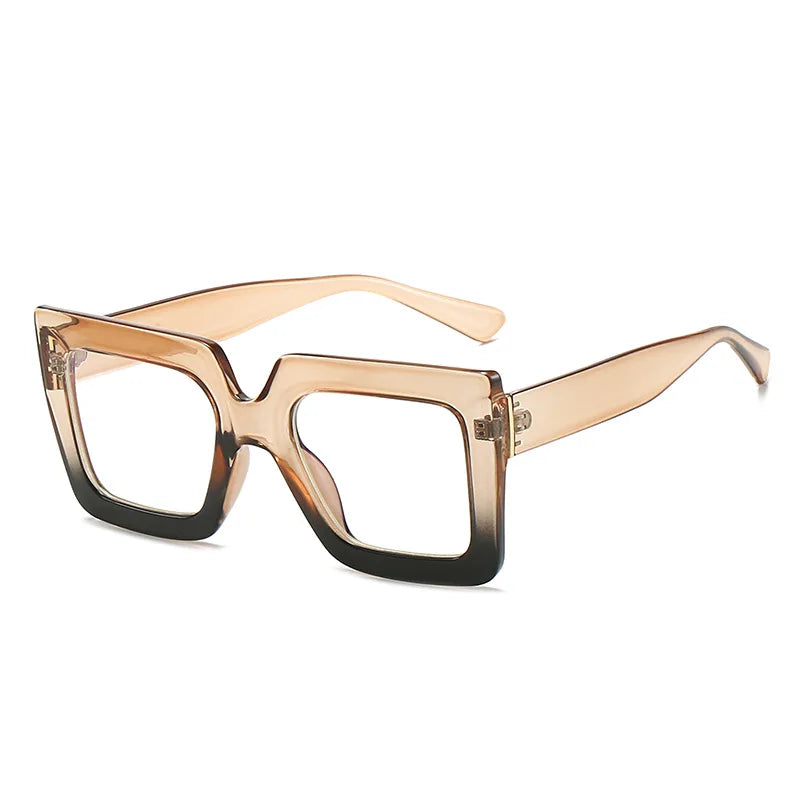 Oversized Square  Optical  Frames Eyeglass tea black
