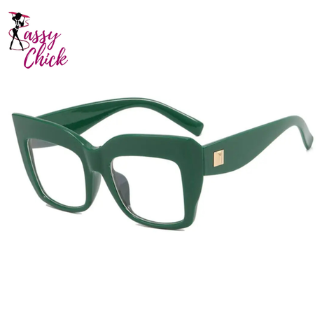 Oversized Square Reading Glasses Blue Light Eyeglasses Sassy Chick Logo