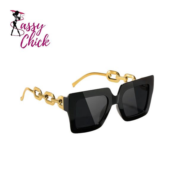 black gold square sunglasses