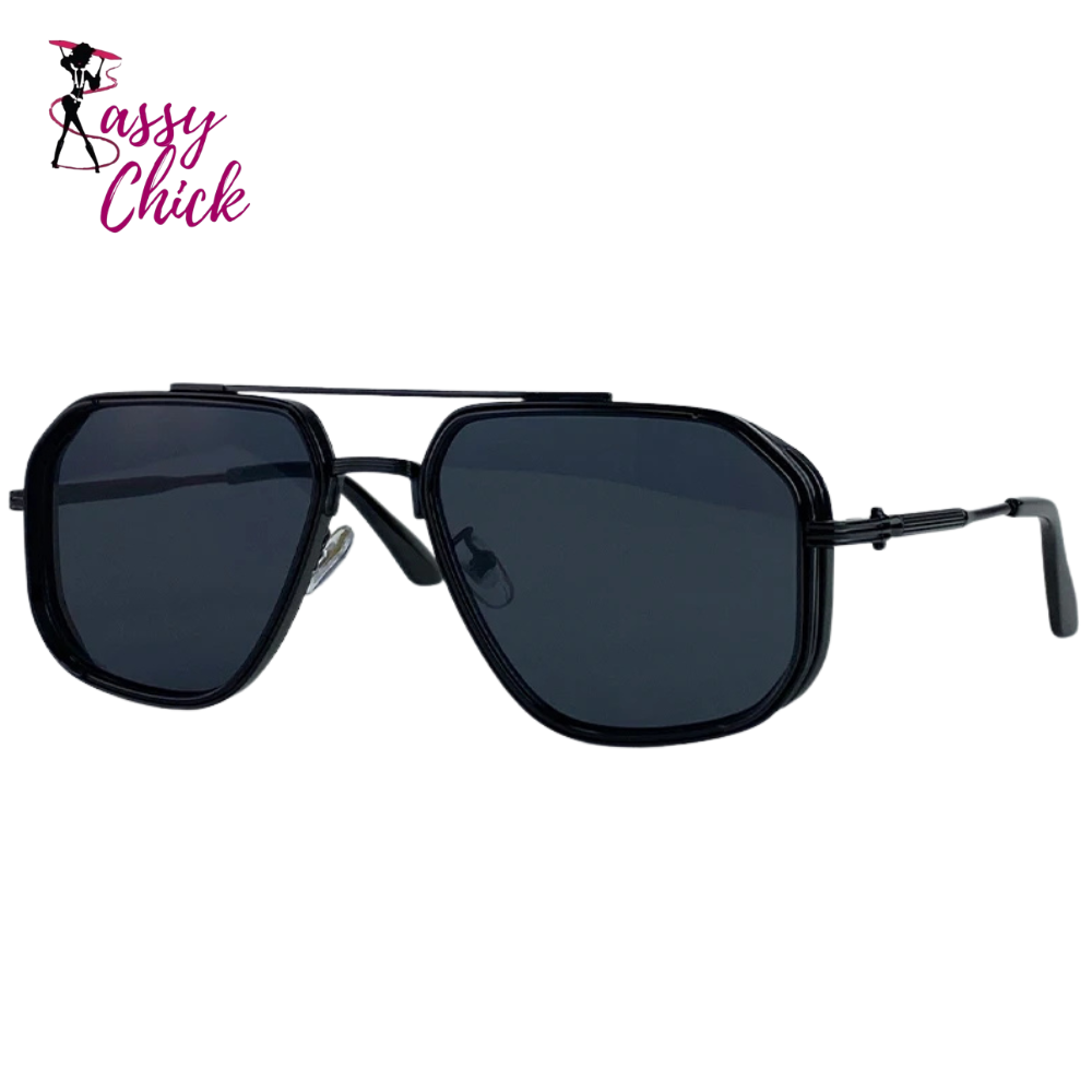 Oversized Steampunk Square Sunglasses Sassy Chick Logo