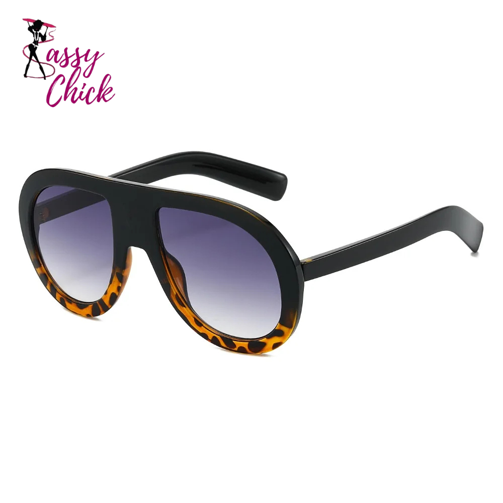 Oversized UV400 Patchwork Ladies Driving Sunglasses Sassy Chick Logo