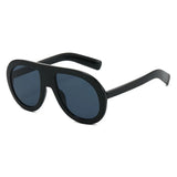 Black Oversized UV400 Patchwork Ladies Driving Sunglasses