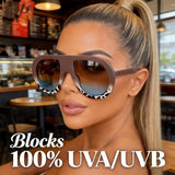 Oversized UV400 Patchwork Ladies Driving Sunglasses