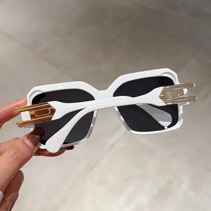 White Oversized Vintage Square Sunglasses