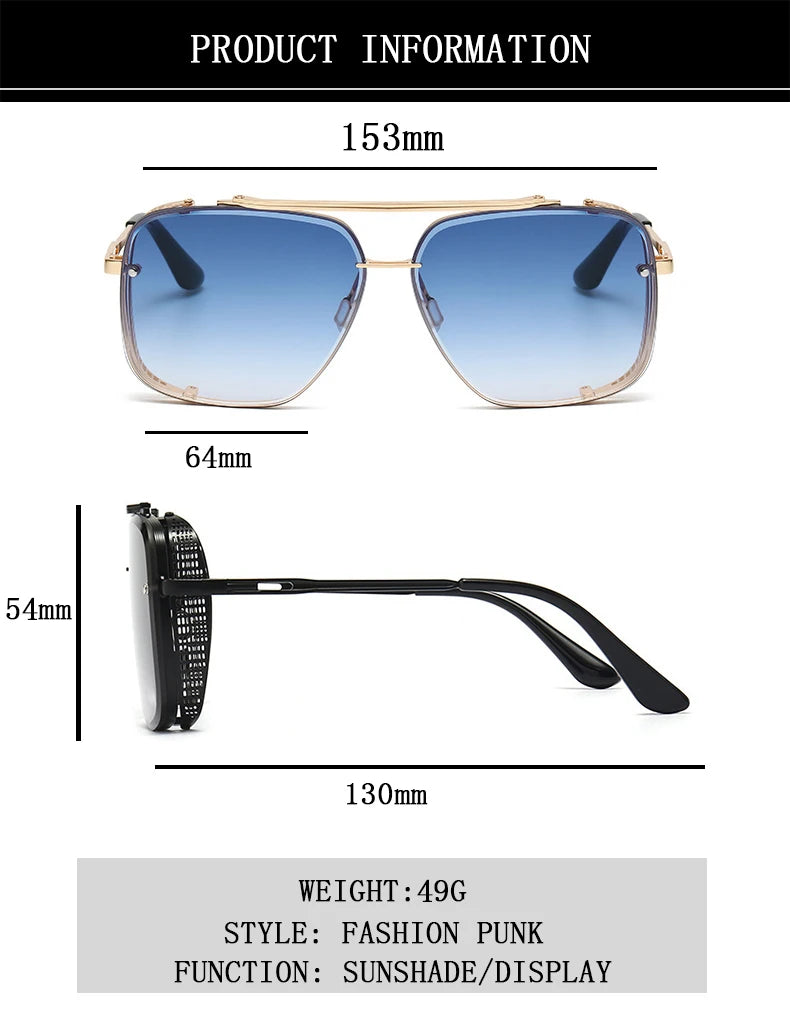 Size of Oversized Vintage Steampunk Sunglasses