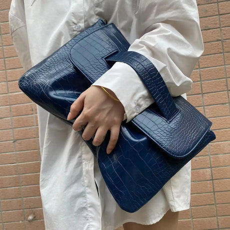 Blue PU Leather Handbag