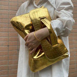 Gold PU Leather Handbag