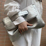 Silver PU Leather Handbag