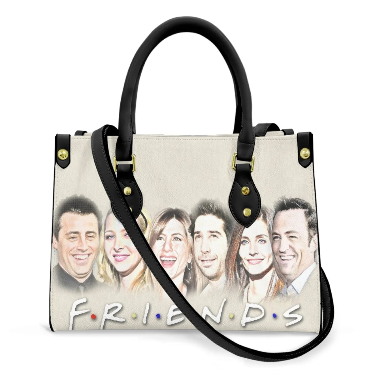 friends character white bag black strap bag