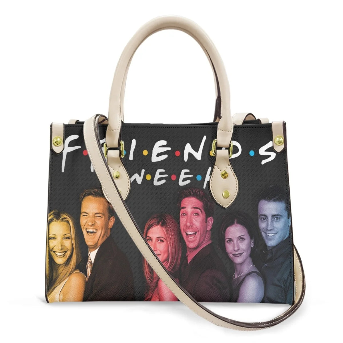 friends character black bag white srap