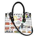 white friends printed design black strap