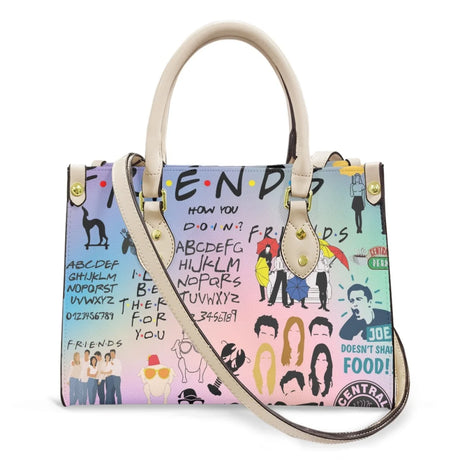 friends printed design white strap bag