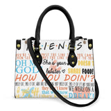 friends print black strap bag