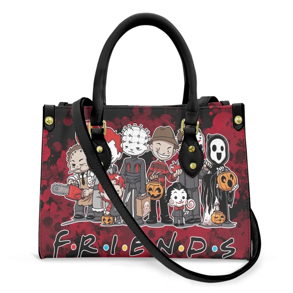 friends scary character red bag black strap