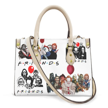 friends scary face printed design white bag