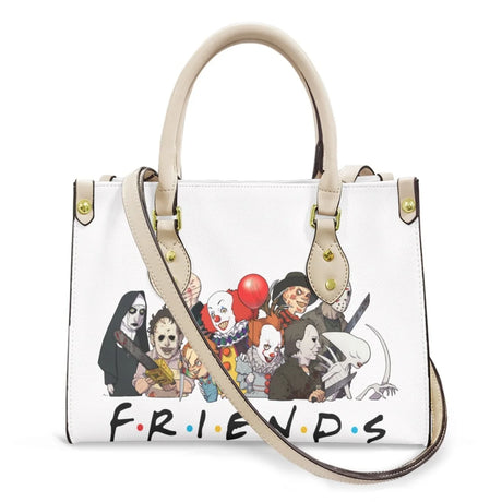 scary character print design white bag