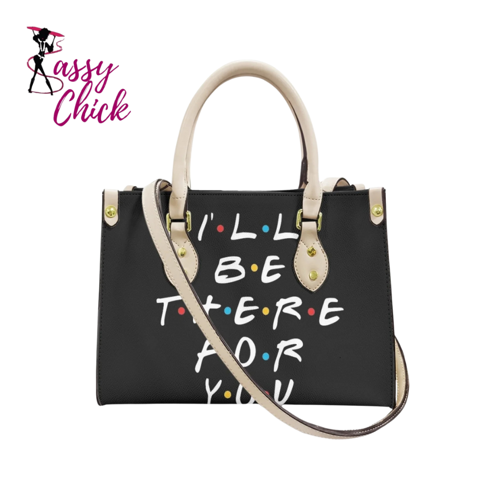 black friends design white strap bag