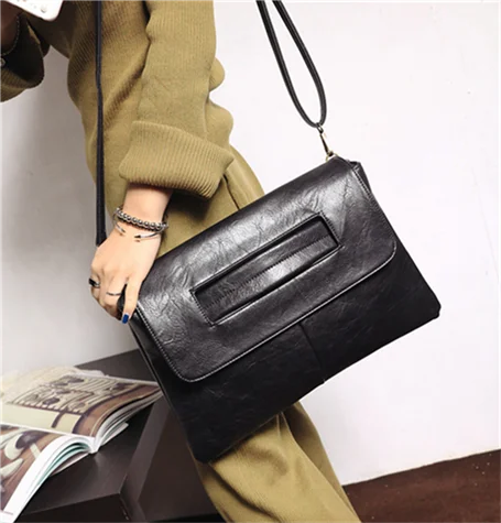 Model using PU Leather Messenger Bag