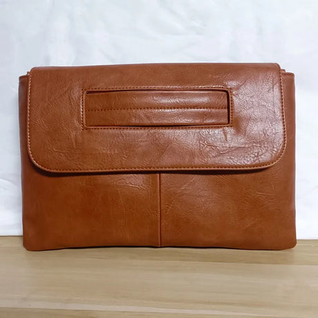 Brown PU Leather Messenger Bag