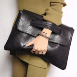 Black PU Leather Messenger Bag