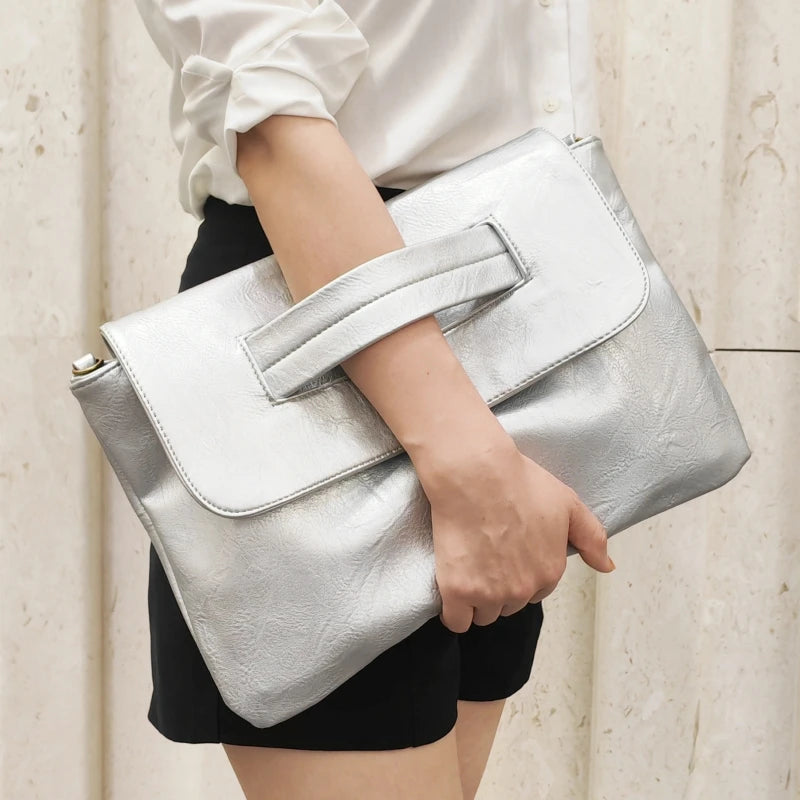 White PU Leather Messenger Bag