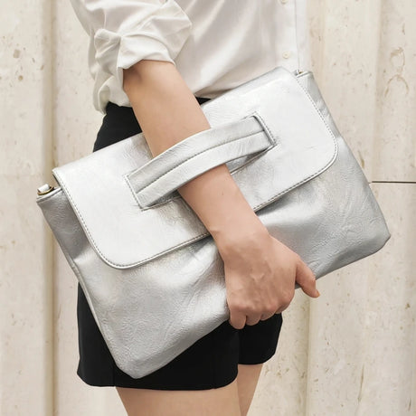 White PU Leather Messenger Bag
