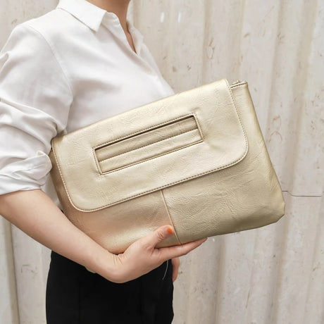 Beige PU Leather Messenger Bag