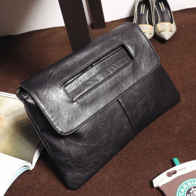 Black PU Leather Messenger Bag