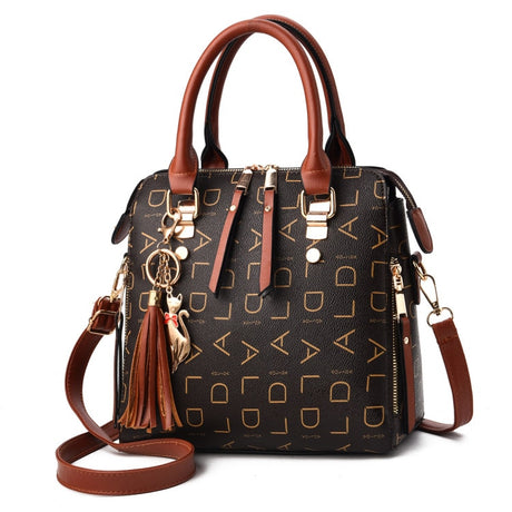 Brown PU Leather Tassel Bag
