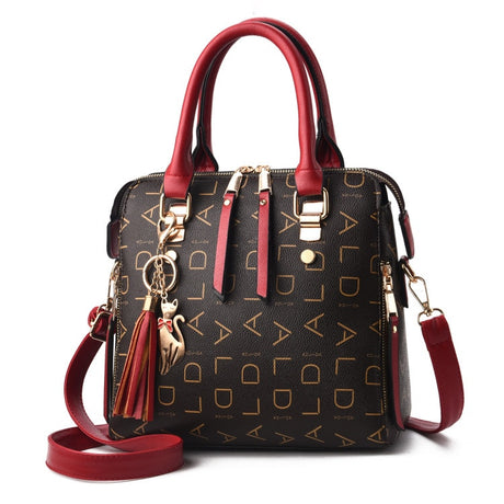 Red PU Leather Tassel Bag