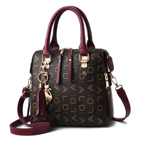 Purple PU Leather Tassel Bag
