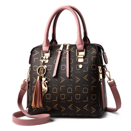 Pink PU Leather Tassel Bag