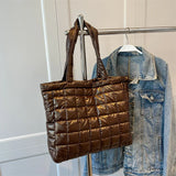 Brown Padded Cotton Totes Handbag