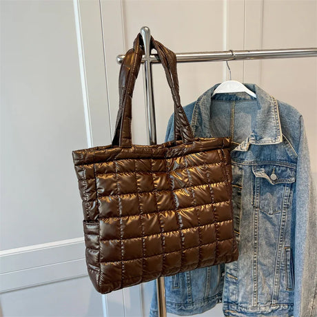 Brown Padded Cotton Totes Handbag